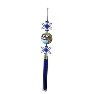 Vintage Blessing Enamel & Macrame Wall Hanging Crane and Turtle